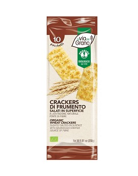 La Via Del Grano - Crackers di Frumento Salati in Superficie 10 pacchetti da 25 grammi - PROBIOS
