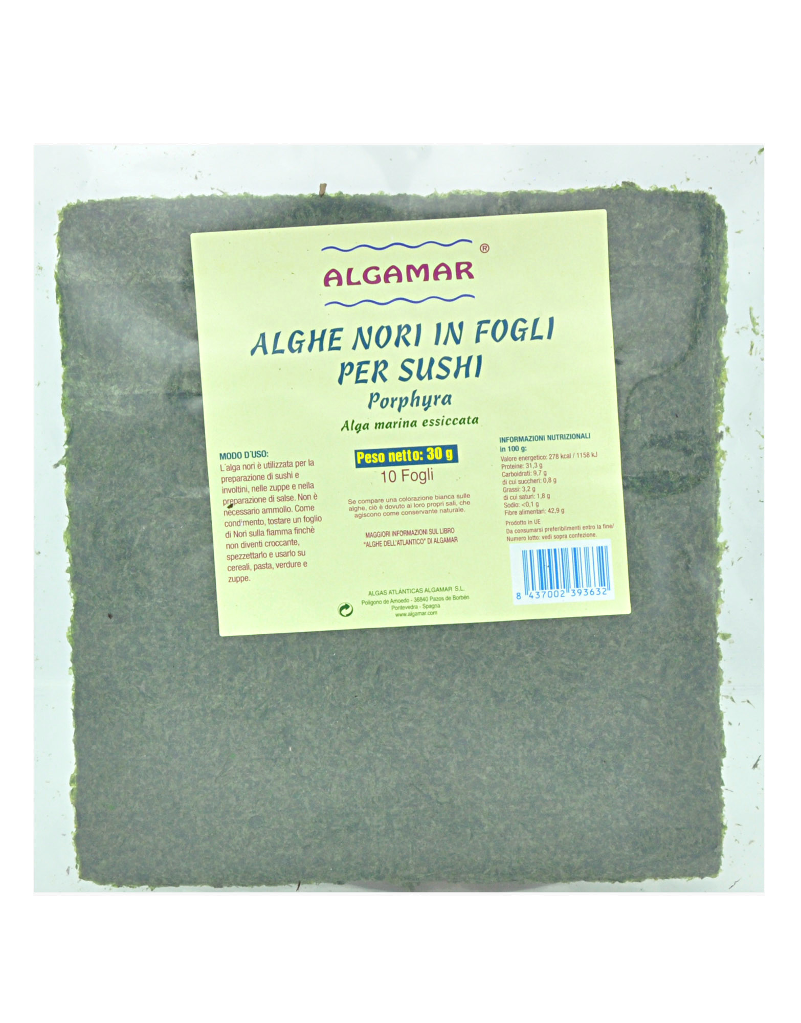 Algamar - Nori Seaweed Sheets for Sushi by Probios, 10 sheets of 3 grams 
