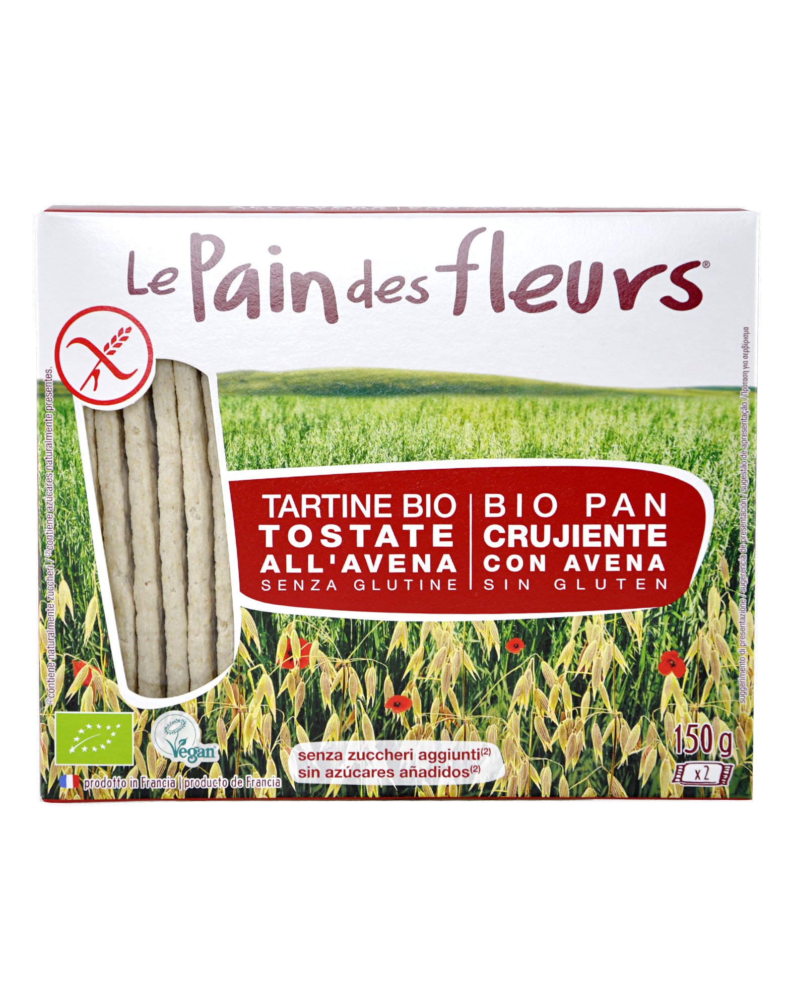 Le Pain Des Fleurs - Biological Toasted Oats Crispbread by Ki, 2 packs of  75 grams 
