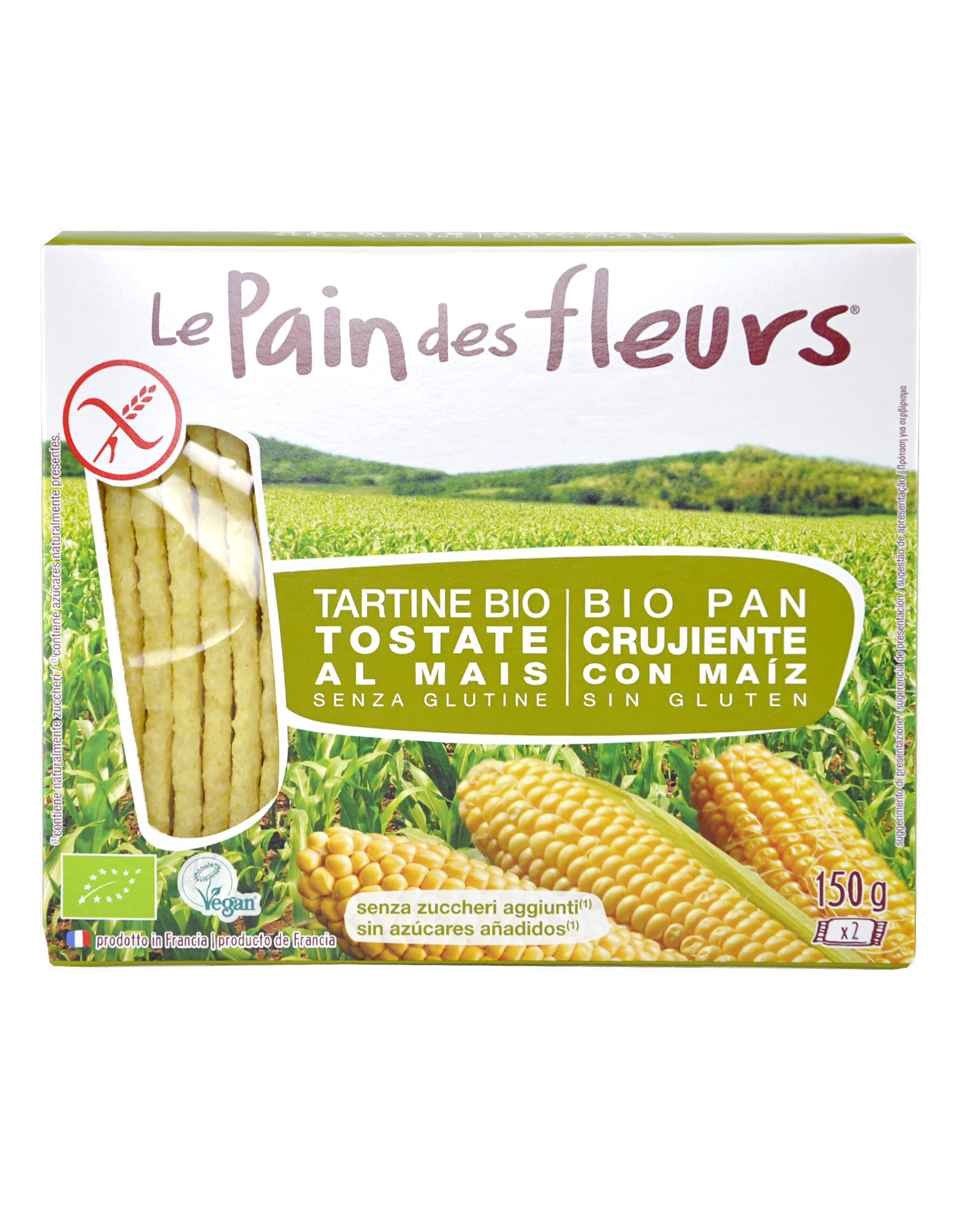 Le Pain Des Fleurs - Biological Toasted Corn Crispbread by Ki, 2 packs of  75 grams 