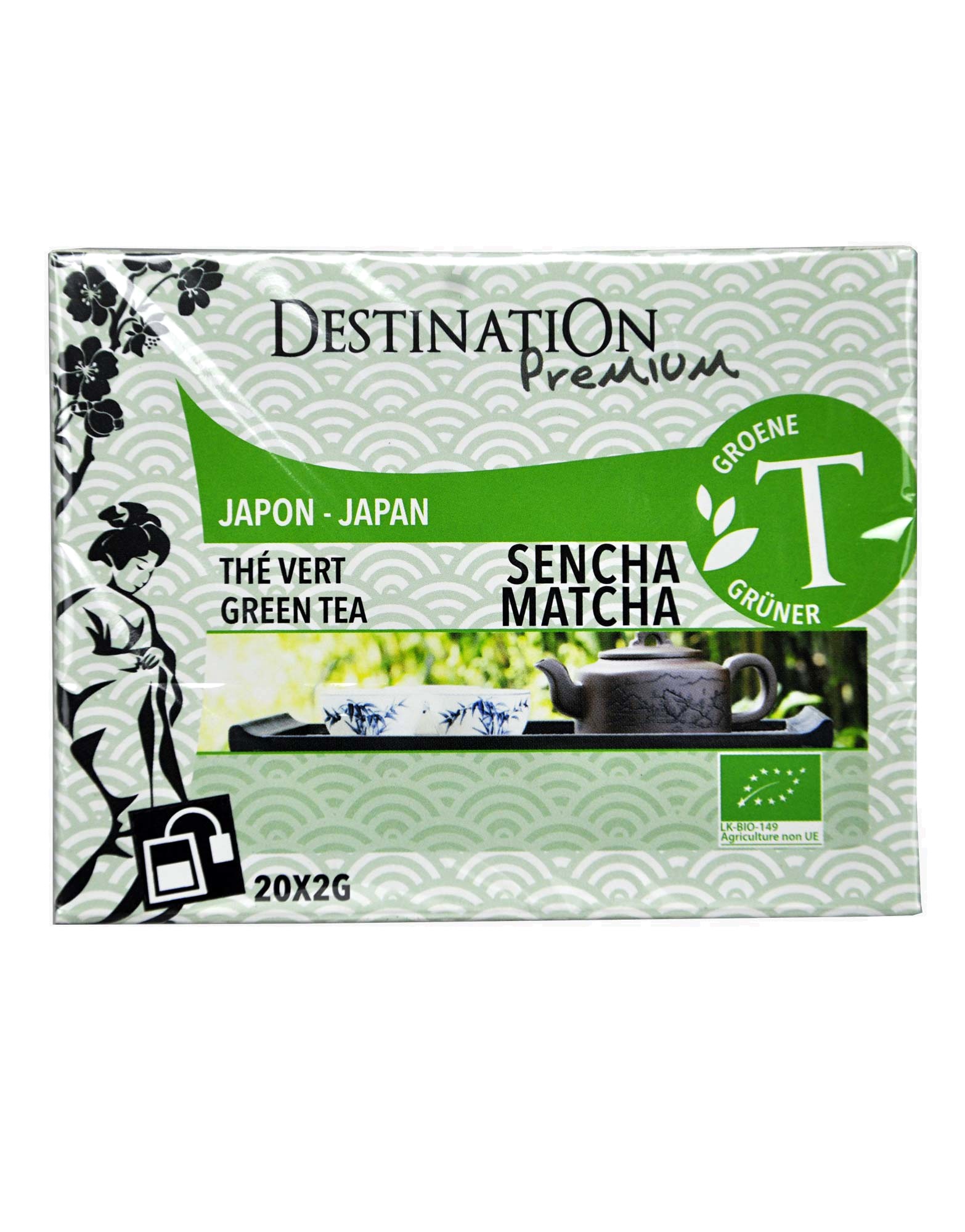 Tè Verde Sencha Matcha di Destination, 20 bustine da 2 grammi 