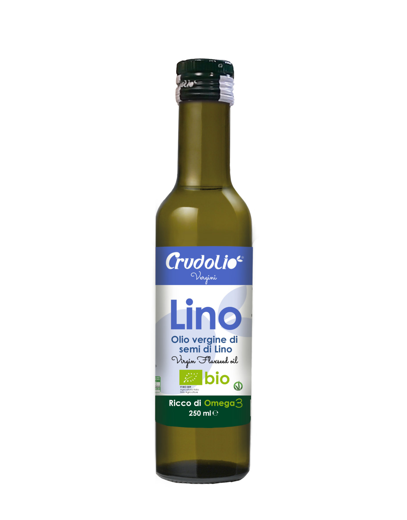 Olio di Semi di Lino Biologico di Crudolio, 250 ml 