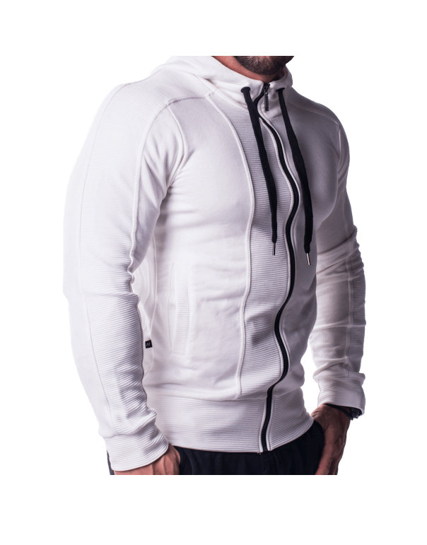 Aesthetic Warrior Zip Up Hoodie 720 by NEBBIA (colour: white)