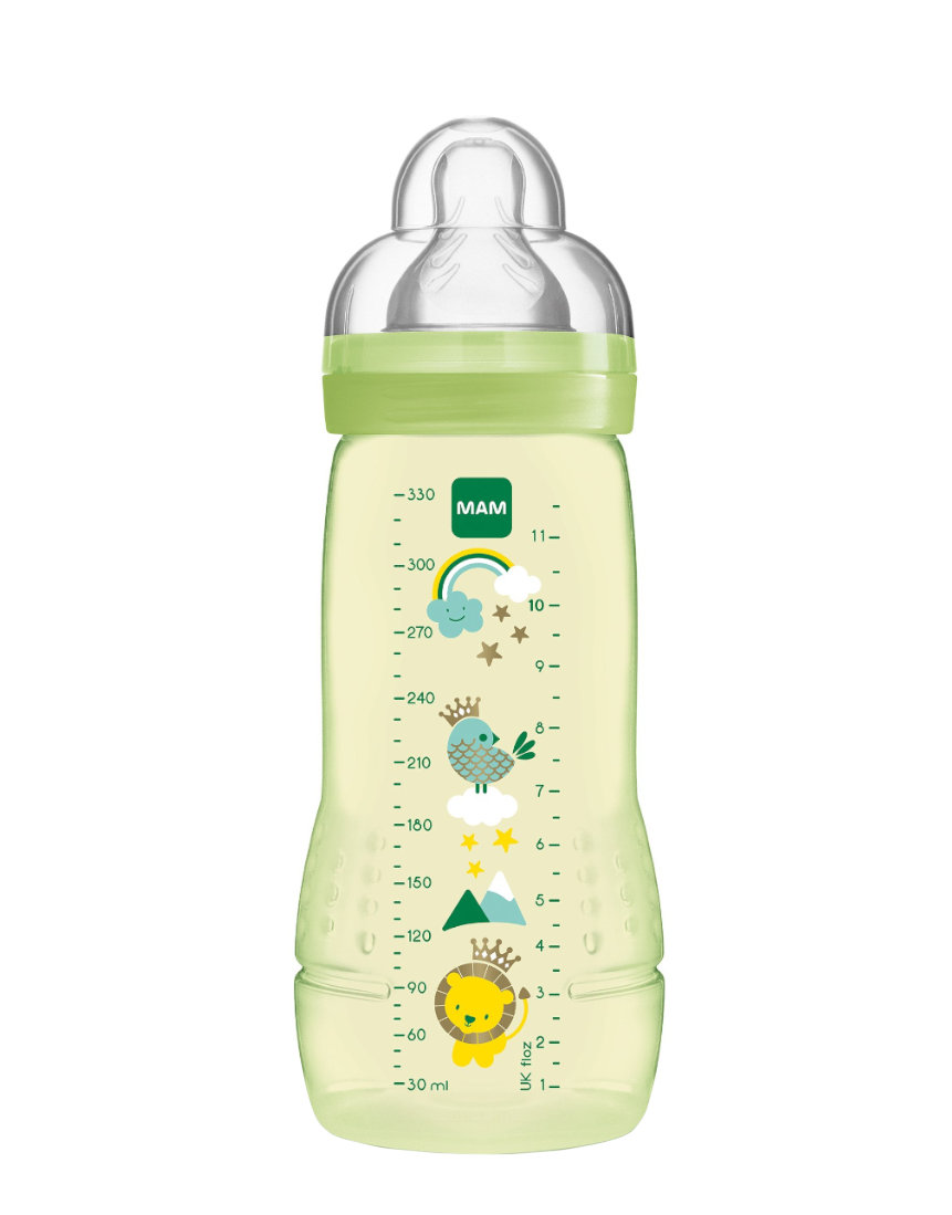 Easy Active Baby Bottle Biberon 4+ Mesi Silicone de Mam, Capacidad: 330 ml  Verde 