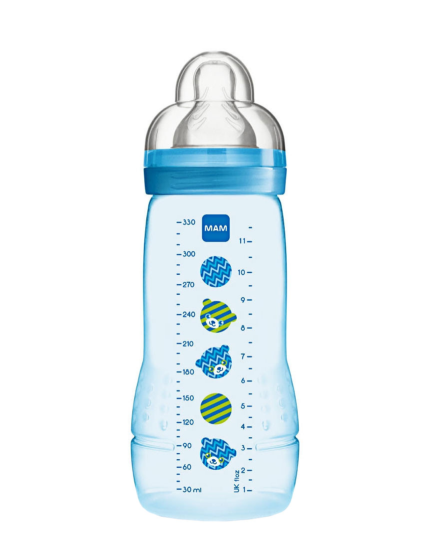 Easy Active Baby Bottle Biberon 4+ Mesi Silicone di Mam, Capienza: 330 ml  Azzurro 