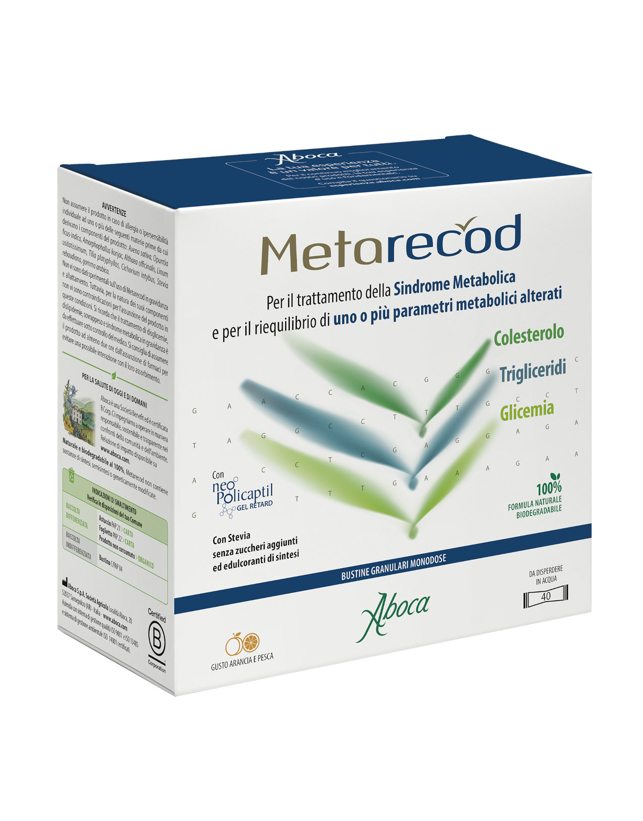 Aboca Metarecod 40 sachets granules rebalancing metabolism decrease  abdominal