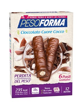 Barrette al Cioccolato Cuore Gusto Cocco 12 barrette da 31 grammi - PESOFORMA