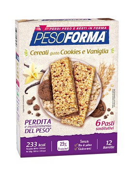 Barrette ai Cereali Gusto Cookies e Vaniglia 12 barrette da 31 grammi - PESOFORMA