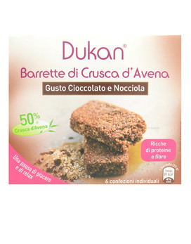 Barrette di Crusca d'Avena Gusto Cioccolato e Nocciola 6 barrette da 25 grammi - DUKAN