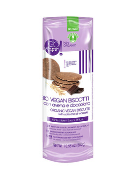 Go Vegan! - Bio Vegan Biscotti con Avena e Cioccolato 300 grammi - PROBIOS