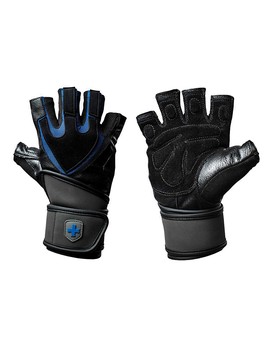 Training Grip Wristwrap Gloves Colore: Nero / Blu - HARBINGER