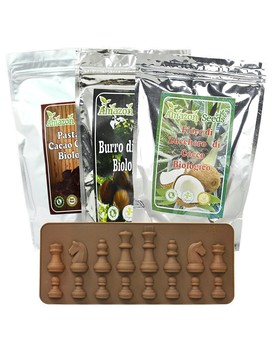 Kit per Cioccolatini: Pasta di Cacao Crudo Biologico + Burro di Cacao Biologico + Fiore di Zucchero di Cocco Biologico + Stampino omaggio 3 buste da 100 grammi - AMAZON SEEDS