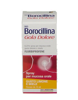 Neoborocillina Gola Dolore 0,25% Spray Gusto Limone e Miele 1 flacone da 15ml - NEOBOROCILLINA