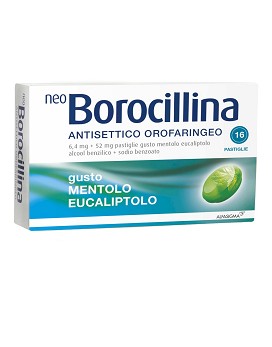 Neoborocillina Antisettico Orofaringeo 6,4mg + 52mg Gusto Mentolo Eucaliptolo 16 pastiglie - NEOBOROCILLINA