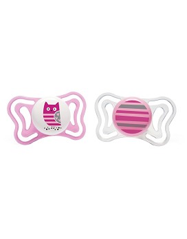 PhysioForma Light Silicone 6-16 Months 1 pink soother + 1 white soother - CHICCO