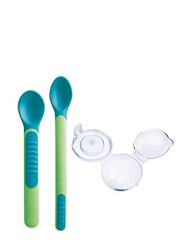 Heat Sensitive Spoons & Cover 6+ Mesi 2 cucchiaini morbidi verdi - MAM