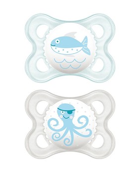 Original 2-6 Mesi Silicone 1 blue soother + 1 white soother - MAM