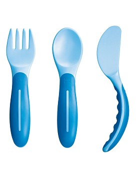 Baby's Cutlery 6+ Mesi 1 set posate morbide azzurre - MAM