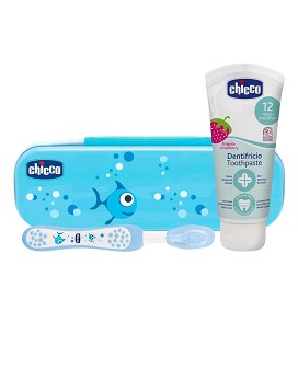 First Teeth Set 1 toothbrush + 1 toothpaste of 50 ml - blue / fish - CHICCO
