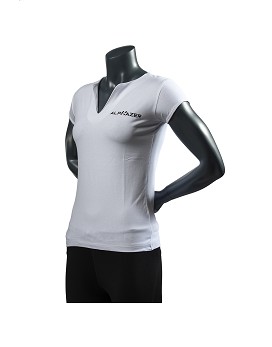 T-Shirt Collo V Donna Color: Blanco - ALPHAZER OUTFIT