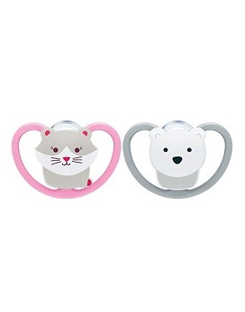 Pacifier 0-6 Months Space 1 gray pacifier + 1 pink pacifier - NUK