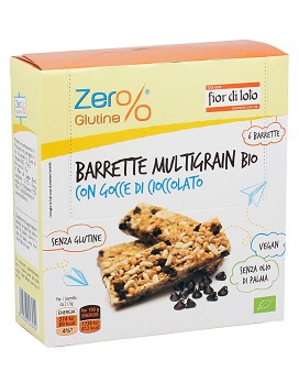 Zero% Glutine - Barrette Multigrain Bio con Gocce di Cioccolato 6 barrette da 21,5 grammi - FIOR DI LOTO