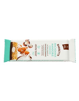Macadamia bar, almonds, coconut with base covered with dark chocolate 1 bar of 30 grams - SMILE CRUNCH