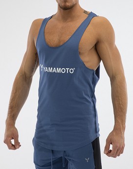 Man Tank Top Wide Shoulder Color: Blue - YAMAMOTO OUTFIT