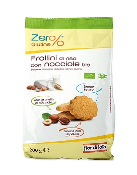 Zero% Gluten - Organic Gluten Free Shortbread Biscuits with Hazelnuts 200 grams - FIOR DI LOTO