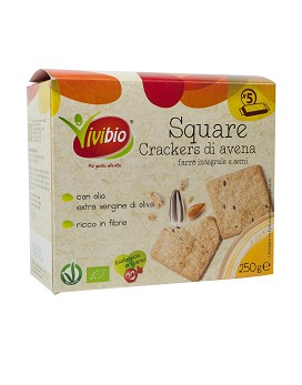 Square Crackers di Avena Farro Integrale e Semi 5 confezioni da 50 grammi - VIVIBIO