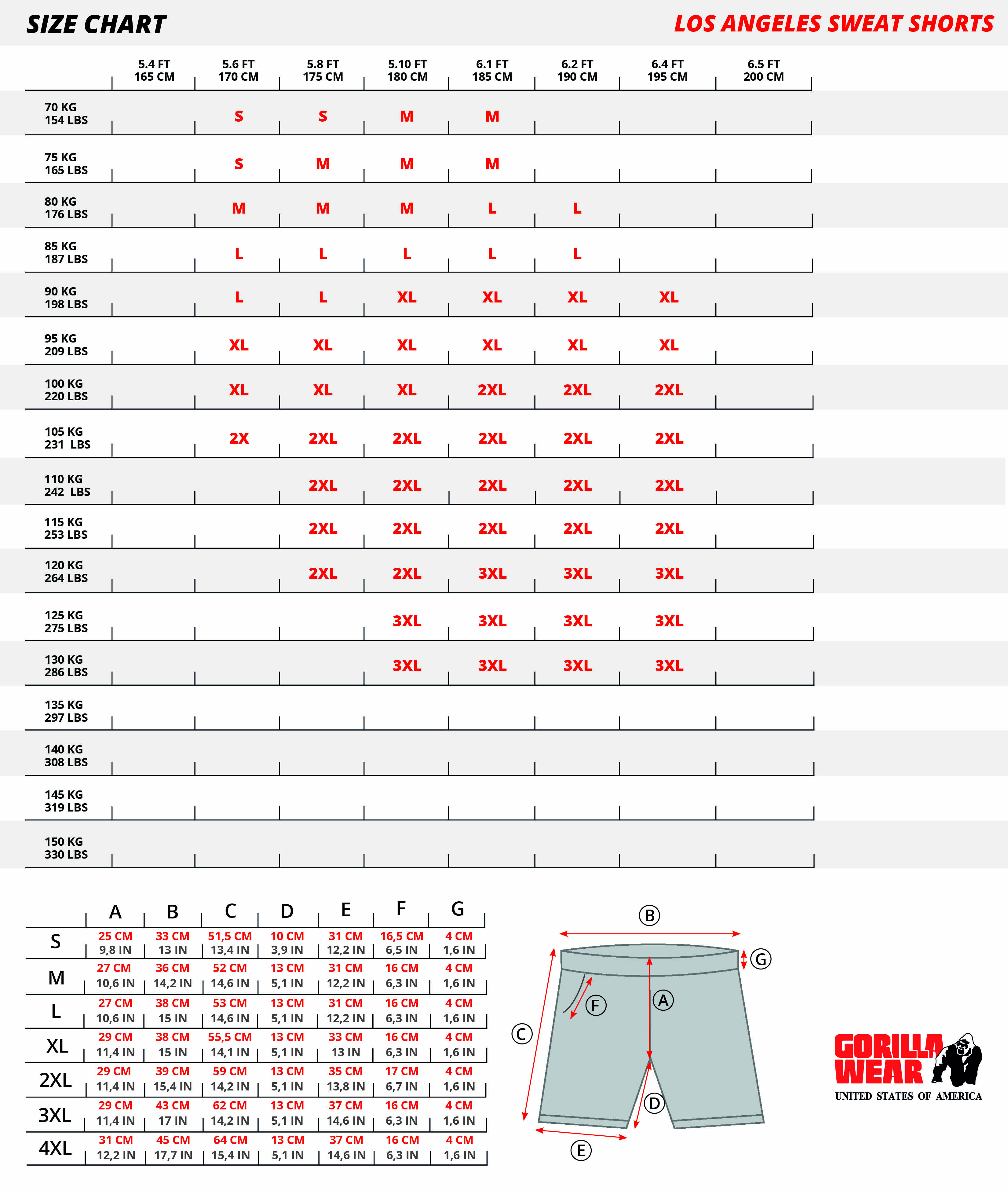 Los Angeles Apparel Size Chart